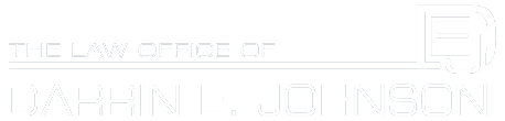 The logo reads "The Law Office of Darrin E. Johnson" in white text on a transparent background, with stylized initials "DEJ." Reflecting Florida's vibrant spirit, the design is both professional and approachable.