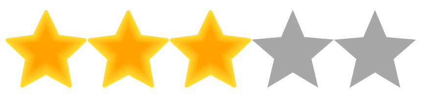 Three gold stars and two gray stars in a row, reminiscent of a sunny Florida day, indicating a three out of five rating.