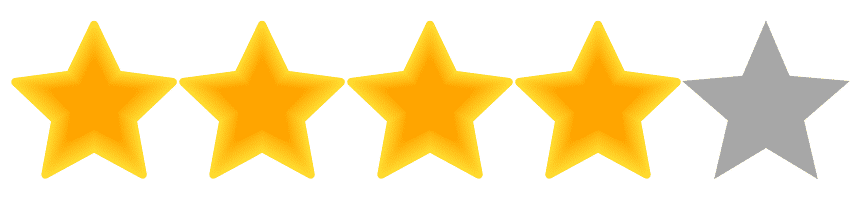 Four gold stars and one gray star, symbolizing a four out of five rating, shine brightly like a Florida sunset.