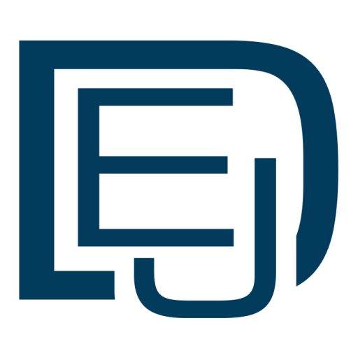 The dark blue initials "EJ" form a sleek, overlapping design on a white background, evoking the spirit of Florida's vibrant coastal elegance.